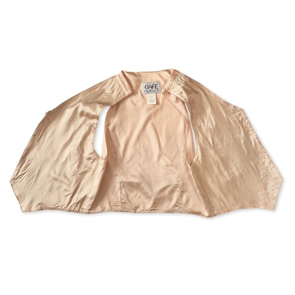 Vintage 3D Woven Letters Beige Tan Vest Academia Prep Coastal Grandma Cottage - Picture 5 of 10